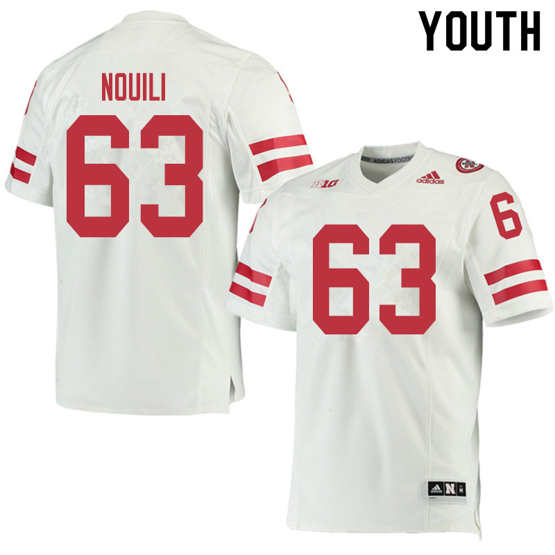 Youth #63 Nouredin Nouili Nebraska Cornhuskers College Football Jerseys Sale-White